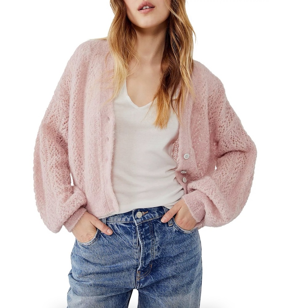 Free People Amelia Alpaca Pointelle Cardigan